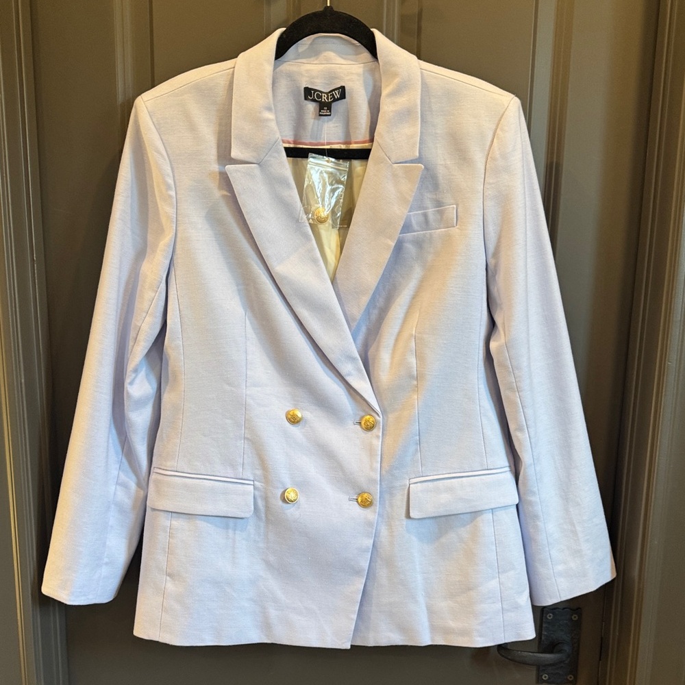 J. Crew Women's Baby Blue Linen Blazer with Gold Buttons | NWT - NEVER WORN! | ✨